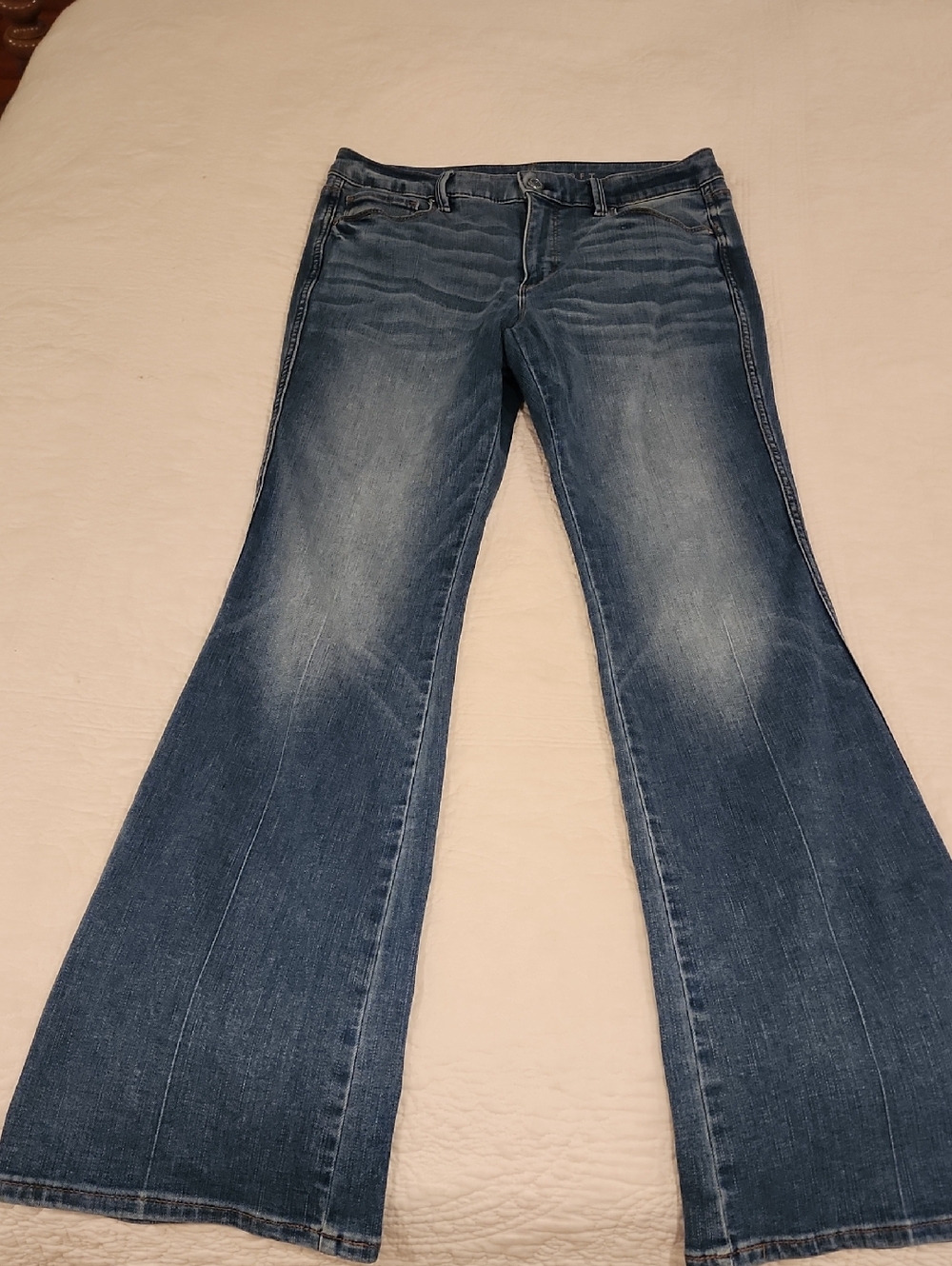 White House Black Market Medium Blue Wide-Leg Flare High Rise Jeans